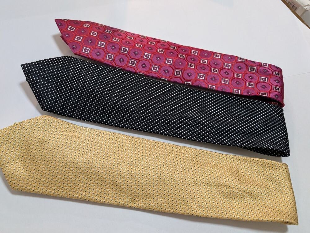 Jones New York Men's Silk Tie Lot 3-Pack Red Black Gold Patterned Neckties USA-1